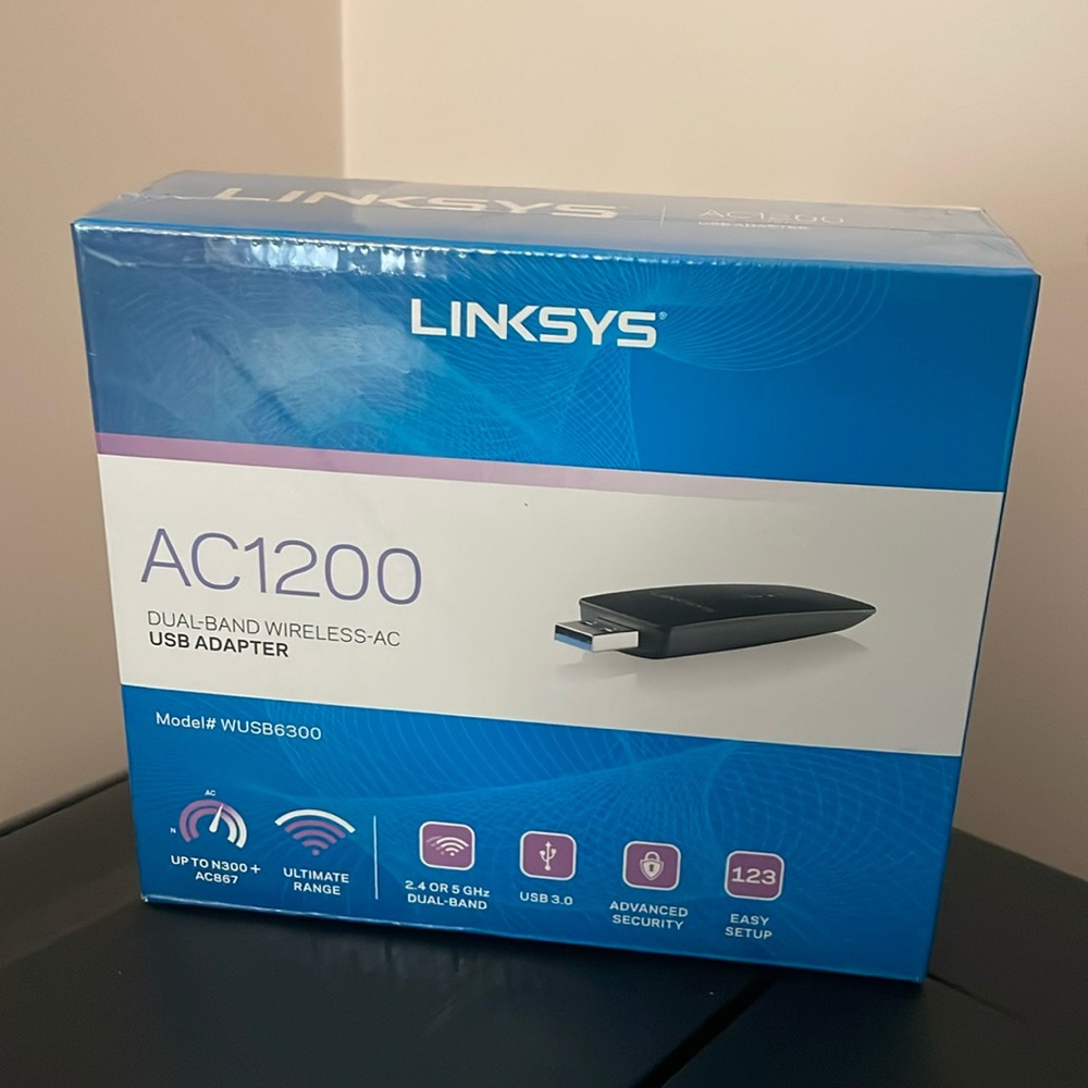 NEW Sealed Linksys Dual-Band AC1200 Wifi Wireless USB 3.0 Adapter (WUSB6300)